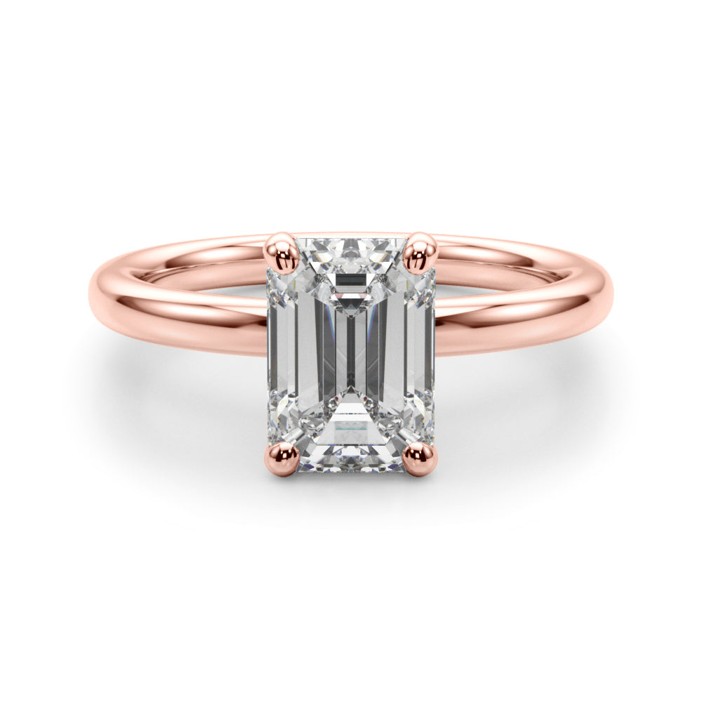 Radiant Cut Solitaire Emerald Diamond Engagement Ring in 10K/14K gold and platinum with certified lab-grown or natural diamonds