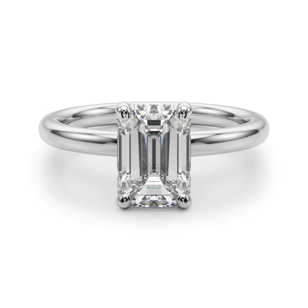 Radiant Cut Solitaire Emerald Diamond Engagement Ring in 10K/14K gold and platinum with certified lab-grown or natural diamonds