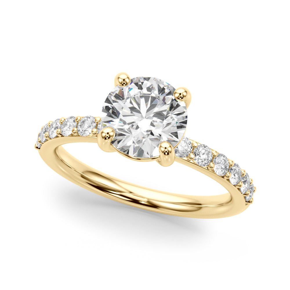 Majestic Rd Center Single Row Engagement Round Diamond Engagement Ring in 10K/14K gold and platinum with certified lab-grown or natural diamonds