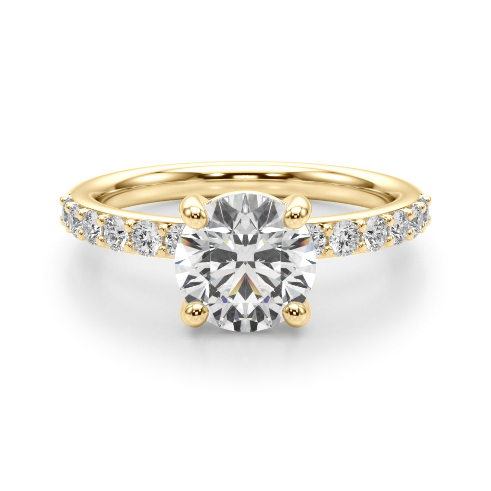 Majestic Rd Center Single Row Engagement Round Diamond Engagement Ring in 10K/14K gold and platinum with certified lab-grown or natural diamonds