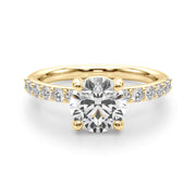 Majestic Rd Center Single Row Engagement Round Diamond Engagement Ring in 10K/14K gold and platinum with certified lab-grown or natural diamonds