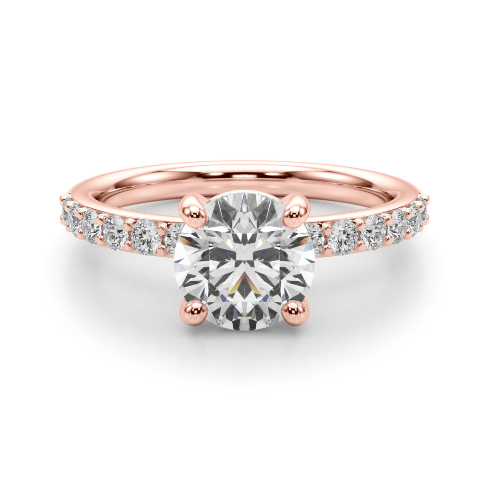 Majestic Rd Center Single Row Engagement Round Diamond Engagement Ring in 10K/14K gold and platinum with certified lab-grown or natural diamonds