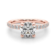 Majestic Rd Center Single Row Engagement Round Diamond Engagement Ring in 10K/14K gold and platinum with certified lab-grown or natural diamonds