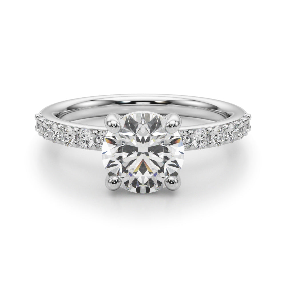 Majestic Rd Center Single Row Engagement Round Diamond Engagement Ring in 10K/14K gold and platinum with certified lab-grown or natural diamonds