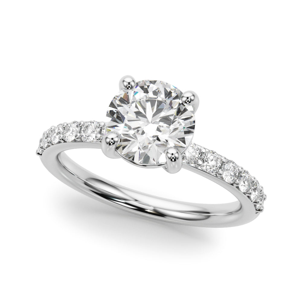 Majestic Rd Center Single Row Engagement Round Diamond Engagement Ring in 10K/14K gold and platinum with certified lab-grown or natural diamonds