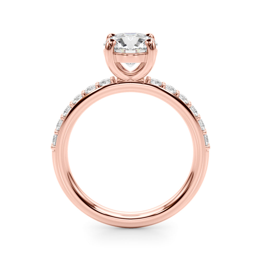 Majestic Rd Center Single Row Engagement Round Diamond Engagement Ring in 10K/14K gold and platinum with certified lab-grown or natural diamonds