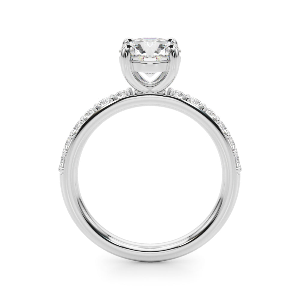 Majestic Rd Center Single Row Engagement Round Diamond Engagement Ring in 10K/14K gold and platinum with certified lab-grown or natural diamonds