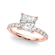 Sculpted Pc Center Single Row Engagement Princess Diamond Engagement Ring in 10K/14K gold and platinum with certified lab-grown or natural diamonds
