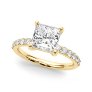 Sculpted Pc Center Single Row Engagement Princess Diamond Engagement Ring in 10K/14K gold and platinum with certified lab-grown or natural diamonds
