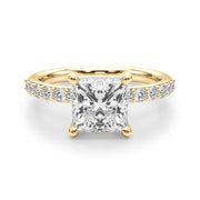 Sculpted Pc Center Single Row Engagement Princess Diamond Engagement Ring in 10K/14K gold and platinum with certified lab-grown or natural diamonds
