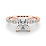 Sculpted Pc Center Single Row Engagement Princess Diamond Engagement Ring in 10K/14K gold and platinum with certified lab-grown or natural diamonds