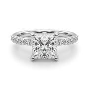Sculpted Pc Center Single Row Engagement Princess Diamond Engagement Ring in 10K/14K gold and platinum with certified lab-grown or natural diamonds
