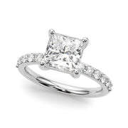 Sculpted Pc Center Single Row Engagement Princess Diamond Engagement Ring in 10K/14K gold and platinum with certified lab-grown or natural diamonds