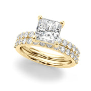 Sculpted Pc Center Single Row Engagement Princess Diamond Engagement Ring in 10K/14K gold and platinum with certified lab-grown or natural diamonds