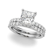 Sculpted Pc Center Single Row Engagement Princess Diamond Engagement Ring in 10K/14K gold and platinum with certified lab-grown or natural diamonds