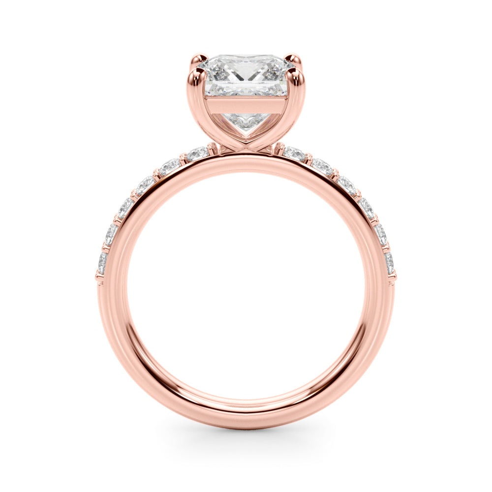 Sculpted Pc Center Single Row Engagement Princess Diamond Engagement Ring in 10K/14K gold and platinum with certified lab-grown or natural diamonds