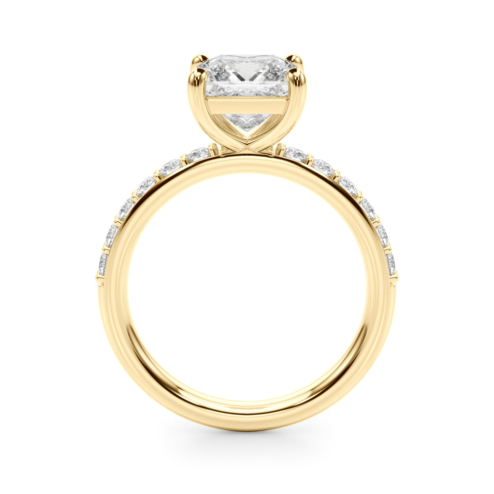 Sculpted Pc Center Single Row Engagement Princess Diamond Engagement Ring in 10K/14K gold and platinum with certified lab-grown or natural diamonds