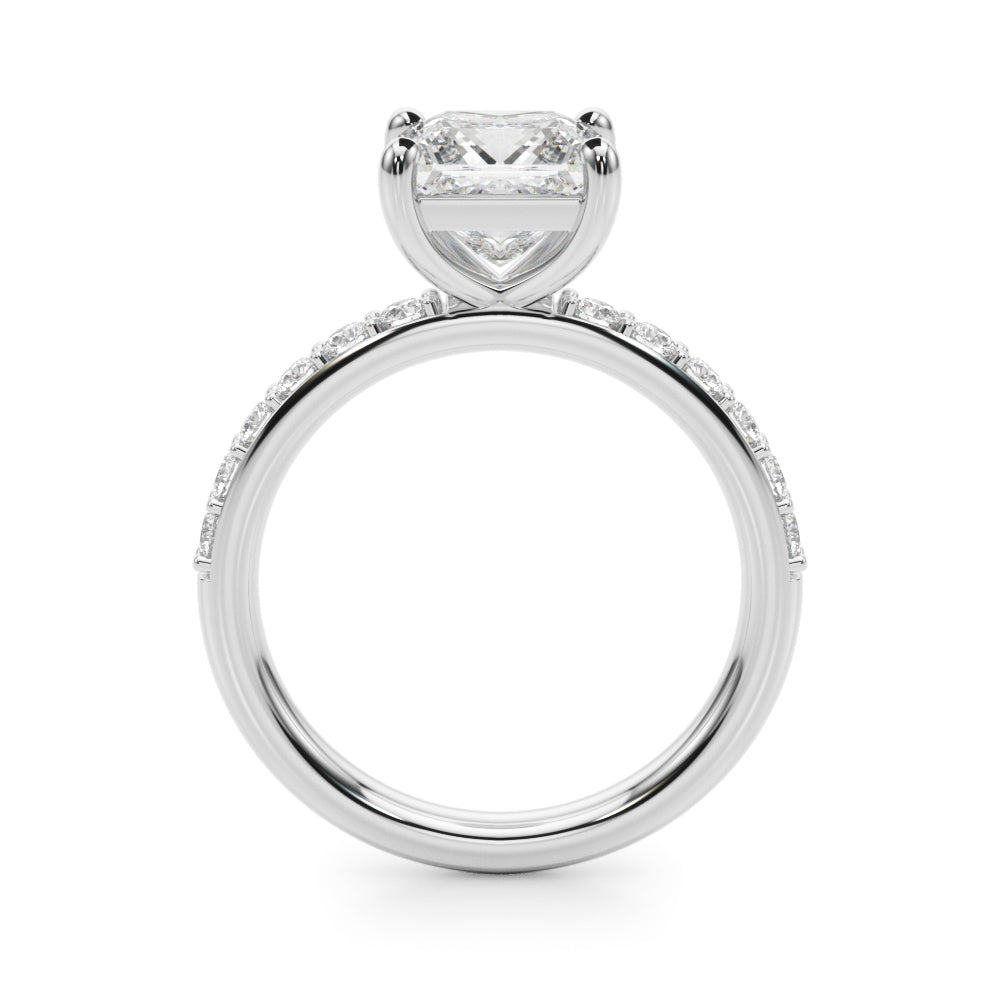 Sculpted Pc Center Single Row Engagement Princess Diamond Engagement Ring in 10K/14K gold and platinum with certified lab-grown or natural diamonds
