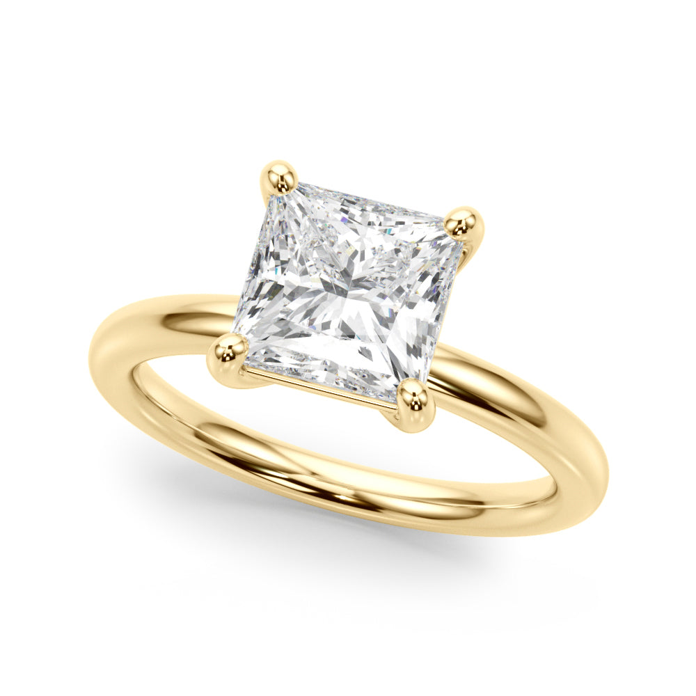 Couture Cut Solitaire Princess Diamond Engagement Ring in 10K/14K gold and platinum with certified lab-grown or natural diamonds