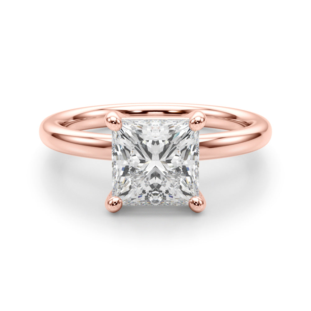 Couture Cut Solitaire Princess Diamond Engagement Ring in 10K/14K gold and platinum with certified lab-grown or natural diamonds