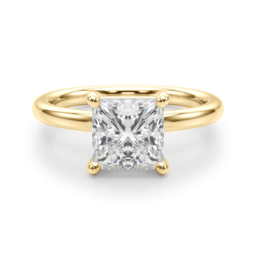 Couture Cut Solitaire Princess Diamond Engagement Ring in 10K/14K gold and platinum with certified lab-grown or natural diamonds