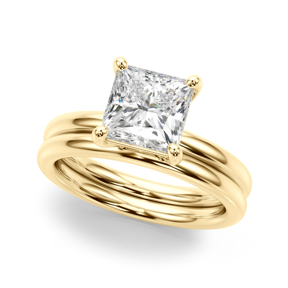 Couture Cut Solitaire Princess Diamond Engagement Ring in 10K/14K gold and platinum with certified lab-grown or natural diamonds