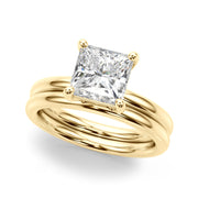 Couture Cut Solitaire Princess Diamond Engagement Ring in 10K/14K gold and platinum with certified lab-grown or natural diamonds