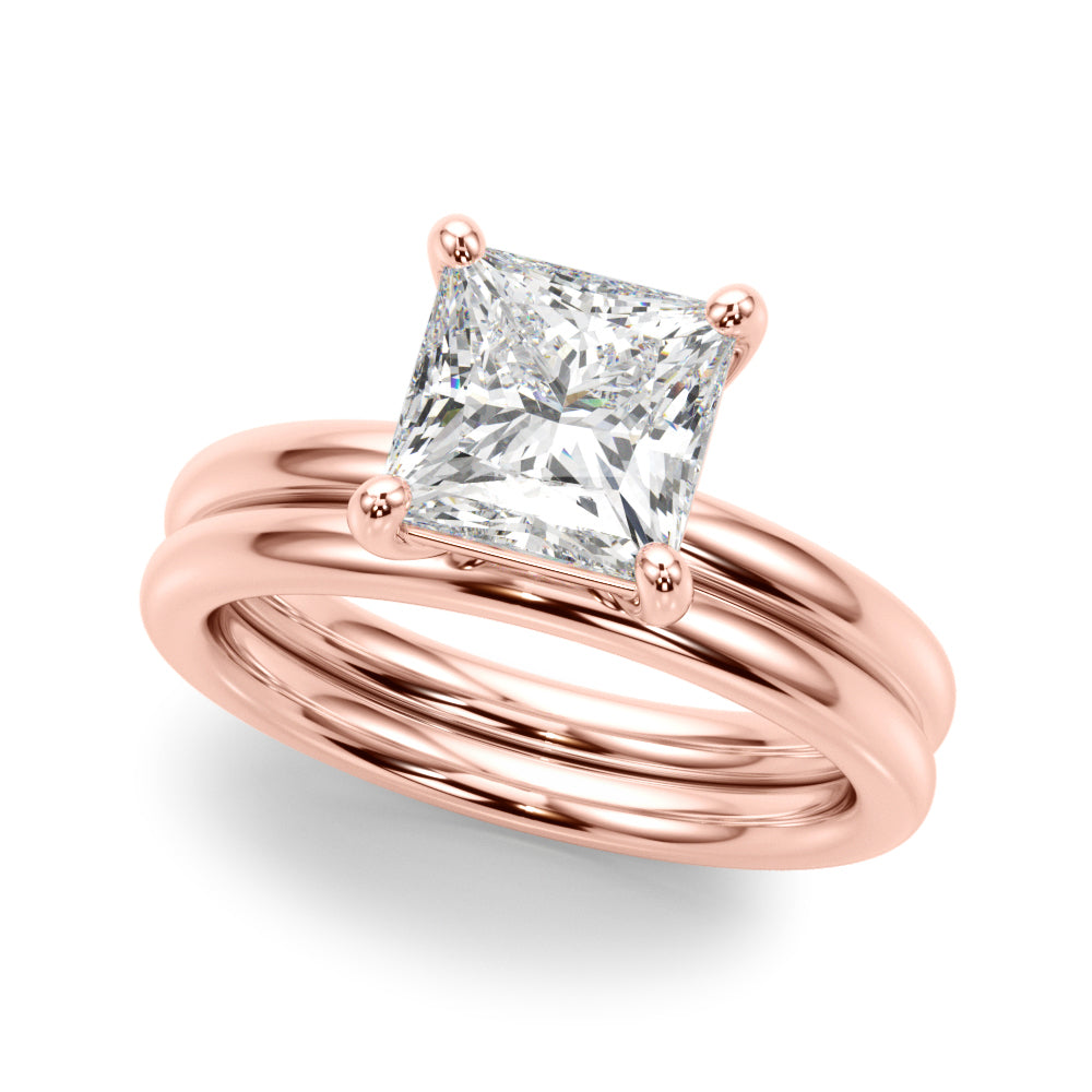 Couture Cut Solitaire Princess Diamond Engagement Ring in 10K/14K gold and platinum with certified lab-grown or natural diamonds