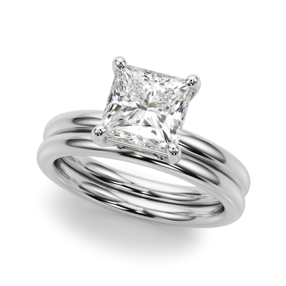 Couture Cut Solitaire Princess Diamond Engagement Ring in 10K/14K gold and platinum with certified lab-grown or natural diamonds