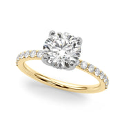 Lustrous Single Row Round Diamond Engagement Ring in 10K/14K gold and platinum with certified lab-grown or natural diamonds