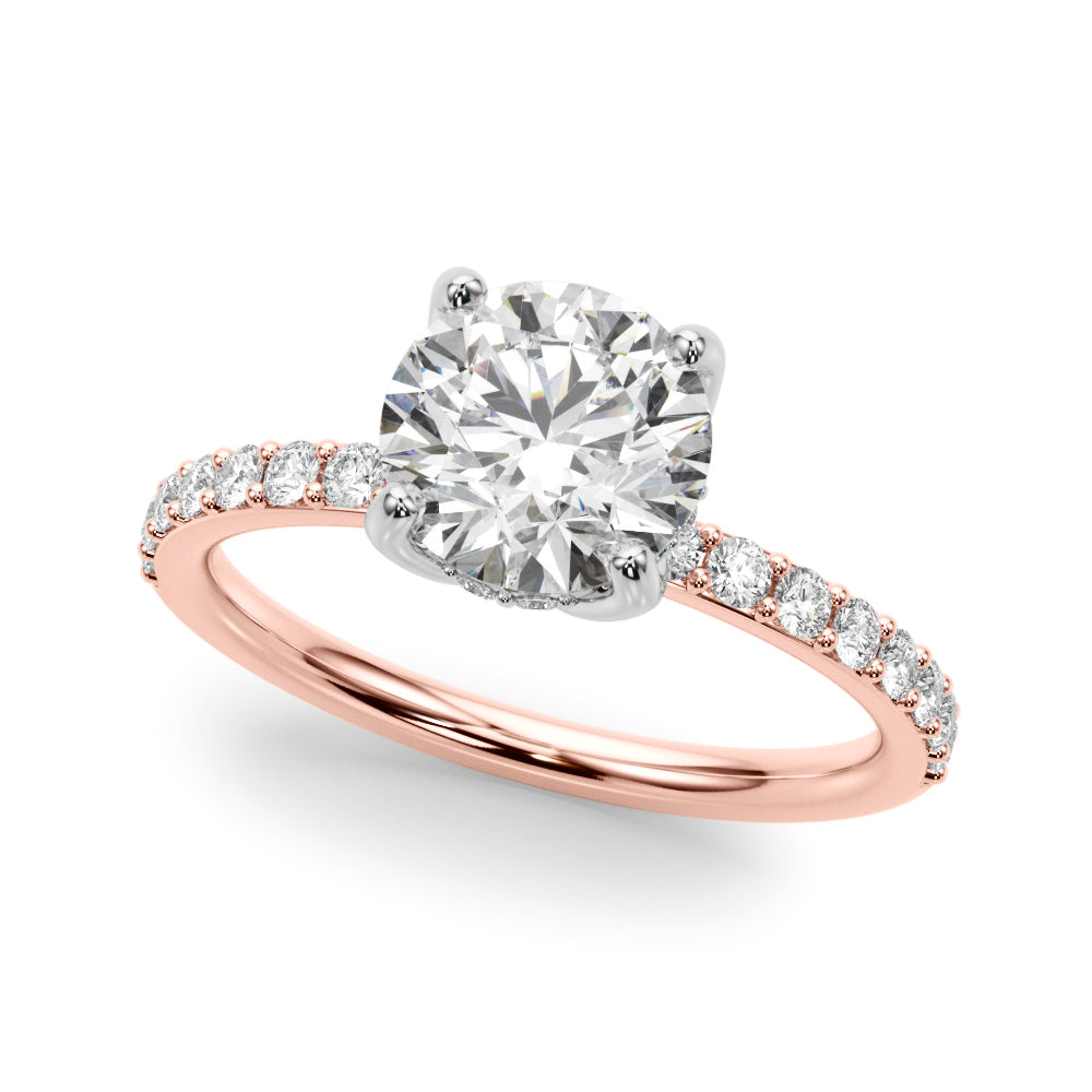 Lustrous Single Row Round Diamond Engagement Ring in 10K/14K gold and platinum with certified lab-grown or natural diamonds