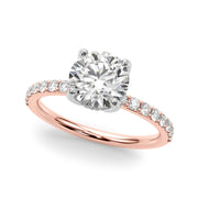 Lustrous Single Row Round Diamond Engagement Ring in 10K/14K gold and platinum with certified lab-grown or natural diamonds