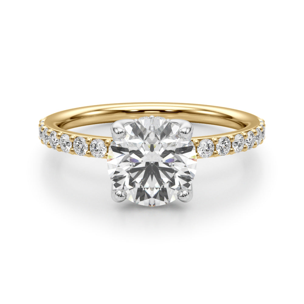 Lustrous Single Row Round Diamond Engagement Ring in 10K/14K gold and platinum with certified lab-grown or natural diamonds