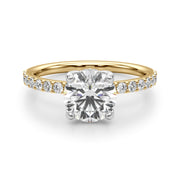 Lustrous Single Row Round Diamond Engagement Ring in 10K/14K gold and platinum with certified lab-grown or natural diamonds