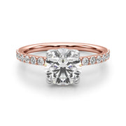 Lustrous Single Row Round Diamond Engagement Ring in 10K/14K gold and platinum with certified lab-grown or natural diamonds