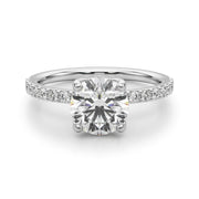 Lustrous Single Row Round Diamond Engagement Ring in 10K/14K gold and platinum with certified lab-grown or natural diamonds
