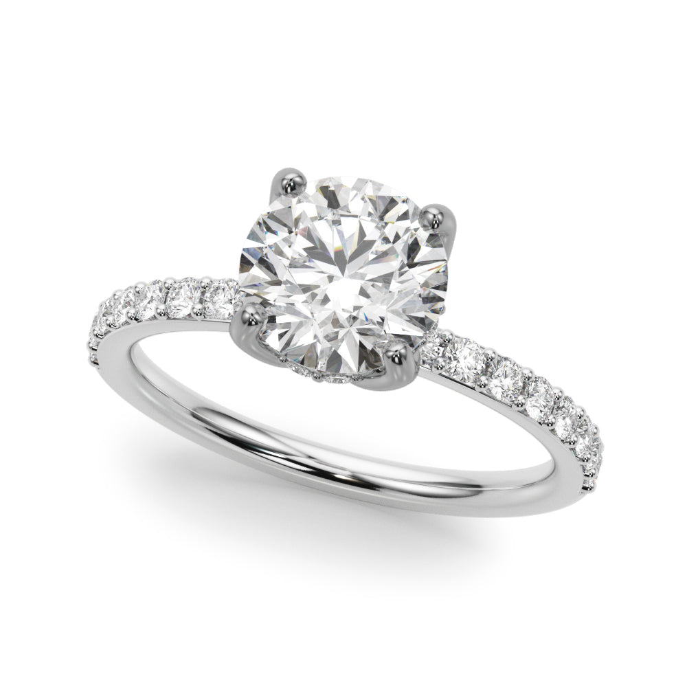 Lustrous Single Row Round Diamond Engagement Ring in 10K/14K gold and platinum with certified lab-grown or natural diamonds