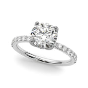 Lustrous Single Row Round Diamond Engagement Ring in 10K/14K gold and platinum with certified lab-grown or natural diamonds