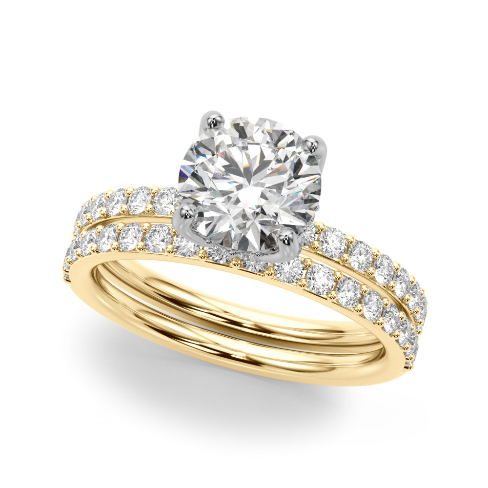 Lustrous Single Row Round Diamond Engagement Ring in 10K/14K gold and platinum with certified lab-grown or natural diamonds