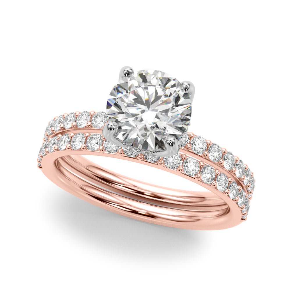 Lustrous Single Row Round Diamond Engagement Ring in 10K/14K gold and platinum with certified lab-grown or natural diamonds