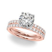 Lustrous Single Row Round Diamond Engagement Ring in 10K/14K gold and platinum with certified lab-grown or natural diamonds