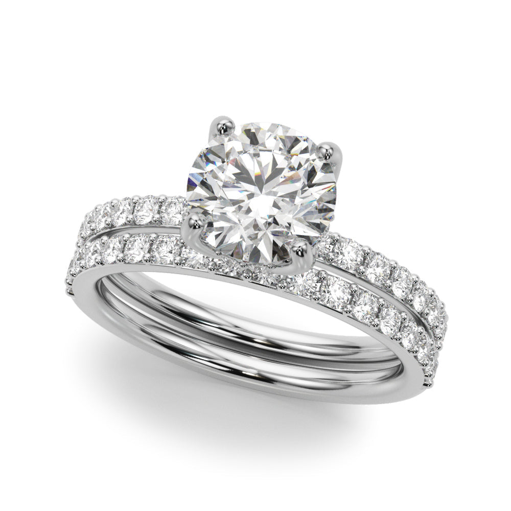 Lustrous Single Row Round Diamond Engagement Ring in 10K/14K gold and platinum with certified lab-grown or natural diamonds