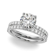 Lustrous Single Row Round Diamond Engagement Ring in 10K/14K gold and platinum with certified lab-grown or natural diamonds