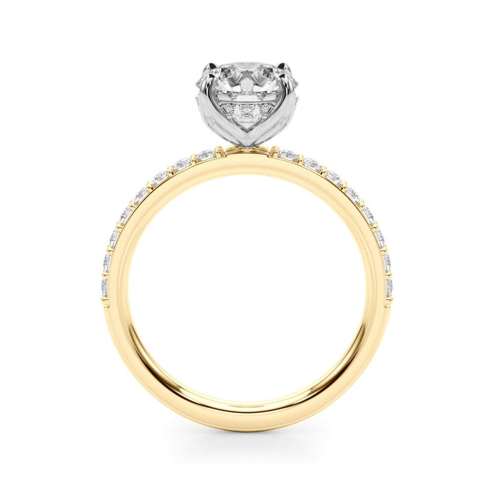 Lustrous Single Row Round Diamond Engagement Ring in 10K/14K gold and platinum with certified lab-grown or natural diamonds