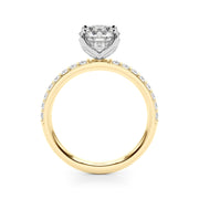 Lustrous Single Row Round Diamond Engagement Ring in 10K/14K gold and platinum with certified lab-grown or natural diamonds