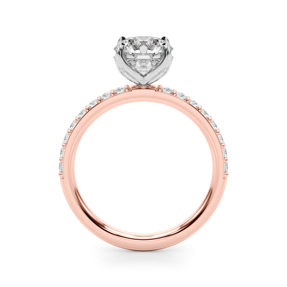 Lustrous Single Row Round Diamond Engagement Ring in 10K/14K gold and platinum with certified lab-grown or natural diamonds