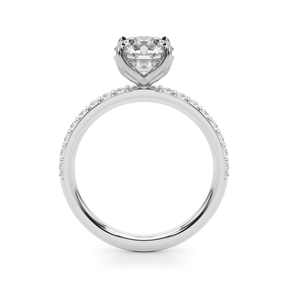 Lustrous Single Row Round Diamond Engagement Ring in 10K/14K gold and platinum with certified lab-grown or natural diamonds