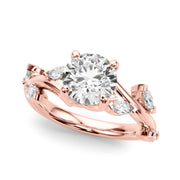 Opulent Rd & Mq Round Diamond Engagement Ring in 10K/14K gold and platinum with certified lab-grown or natural diamonds