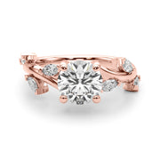 Opulent Rd & Mq Round Diamond Engagement Ring in 10K/14K gold and platinum with certified lab-grown or natural diamonds