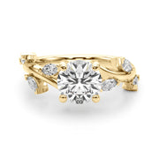 Opulent Rd & Mq Round Diamond Engagement Ring in 10K/14K gold and platinum with certified lab-grown or natural diamonds